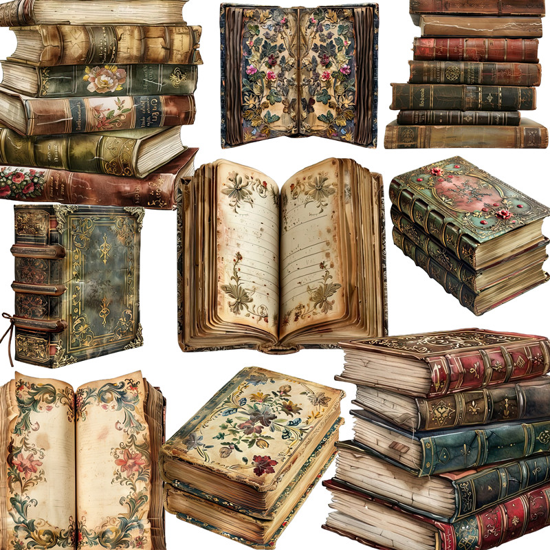 Vintage Collectible Books - 20 unidades/pacote livros vintage adesivo diy