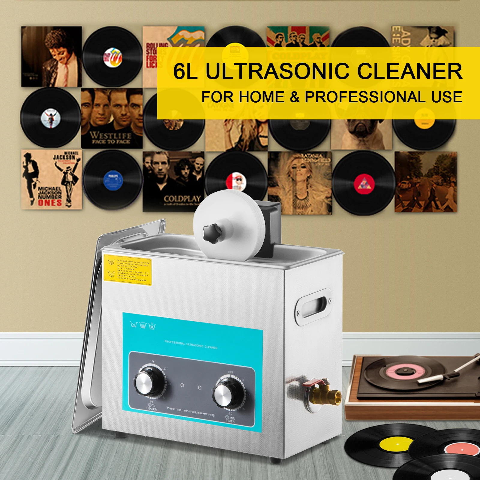 Vinyl Record Cleaner - SIHAO 6L Limpador Ultrassônico de Discos
