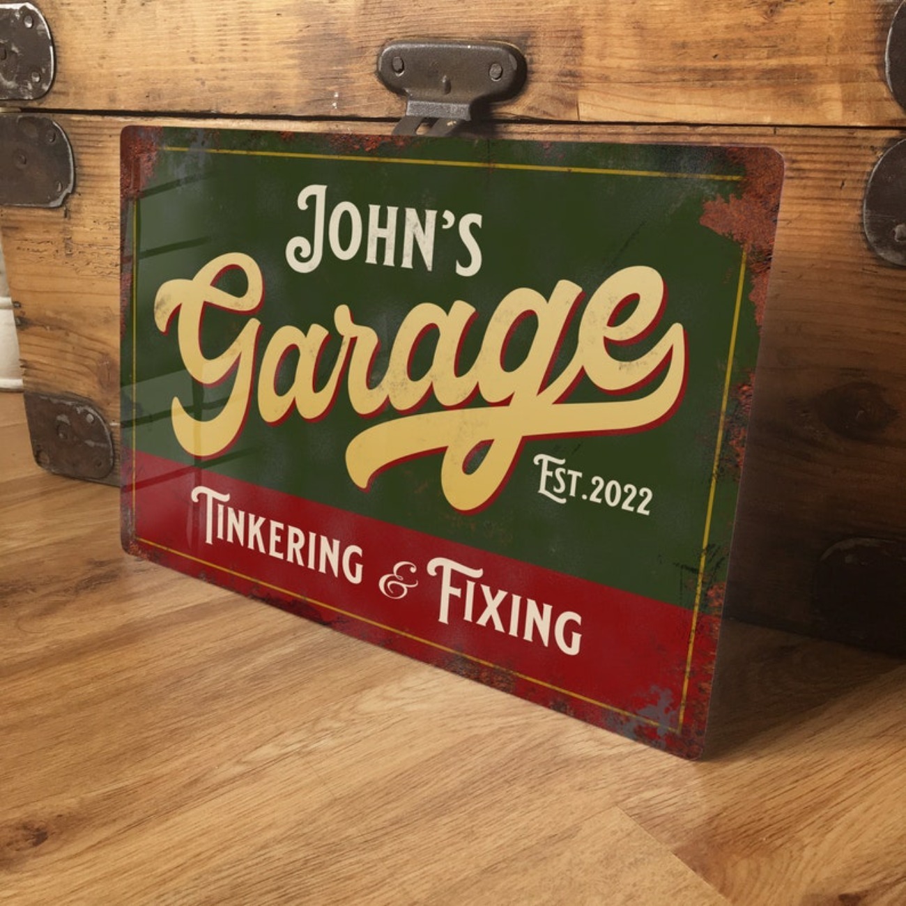 Sinal de metal de garagem pers - Vintage Collectible Plates avaliação e preço